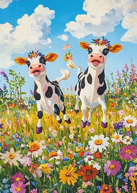 Happy Cows in a Meadow