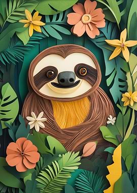 Papercraft Sloth in Jungle