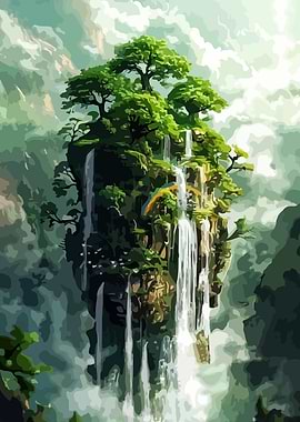 Floating Island Waterfall