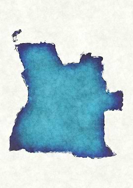 Angola watercolor map
