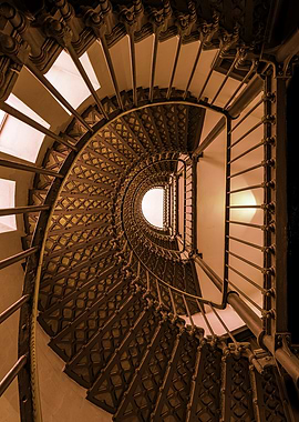 Spiral brown staircase