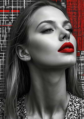 Woman with Red Lips