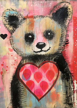 Valentine Panda Bear with Heart