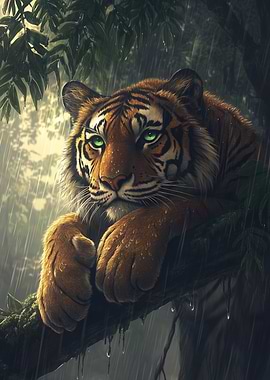 majestic Tiger in the Rain