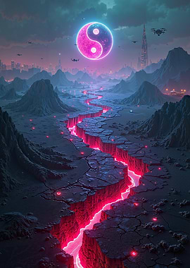 Yin Yang Futuristic Landscape