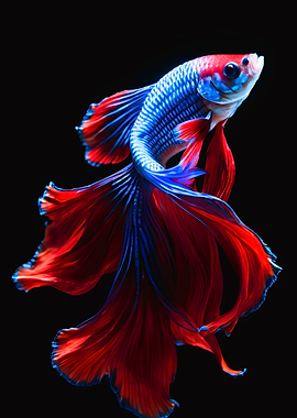 Red and Blue Betta Fish