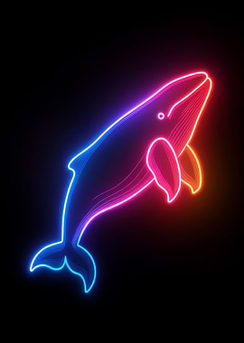 Neon Whale Illustration
