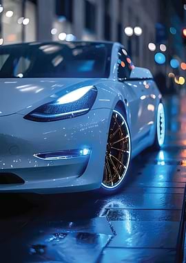 Tesla Model 3 Night Shot