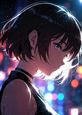 Anime Girl with Blue Eyes