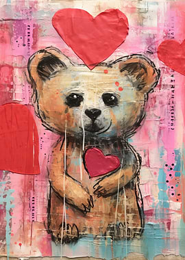 Valentine Brown Bear with Hearts