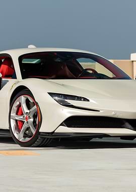 White Ferrari SF90 Stradale