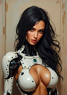 Sexy Cyberpunk Cyborg Woman Portrait