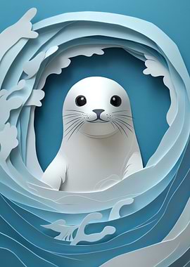 Papercut Seal in Wave