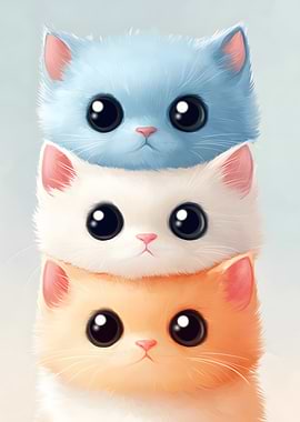 Cute Stacked Kittens - AI
