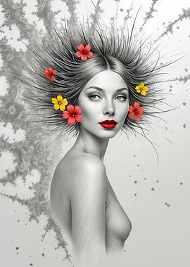 grayscale potrait women semi pencile