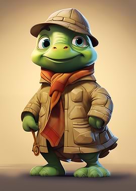 Detective Turtle Cartoon