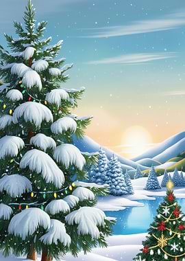 Snowy Christmas Landscape