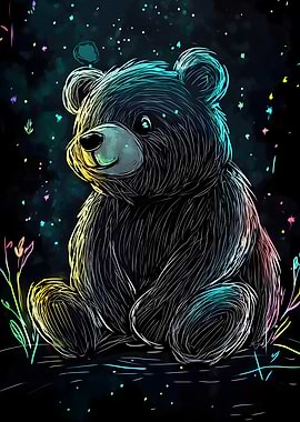 Neon Bear Illustration