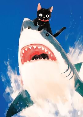 Shark Rider Painting