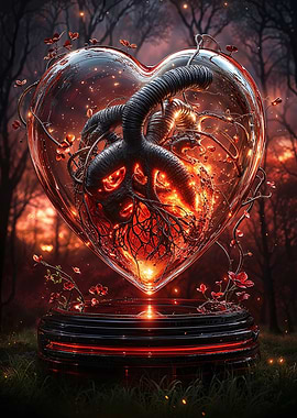 Burning Heart in Glass
