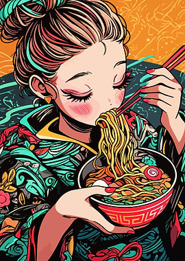 Anime Girl Eating Ramen