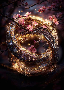 Golden Rings with Blossoms