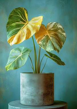 Variegated Plant in Pot