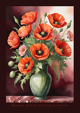 Red Poppy Bouquet Watercolor