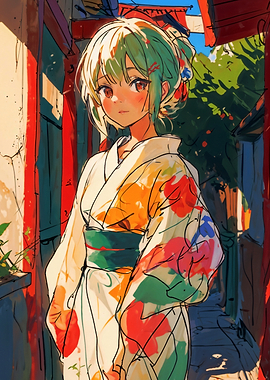 Anime Girl in Kimono