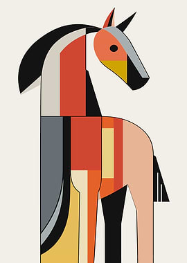 Geometric Horse Bauhaus Style Art