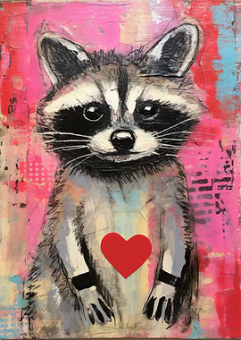 Valentine Raccoon with Heart