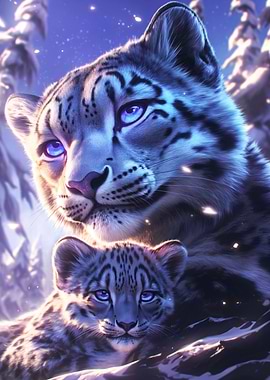 Snow Leopard Family Portrait