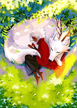 Girl and White Wolf
