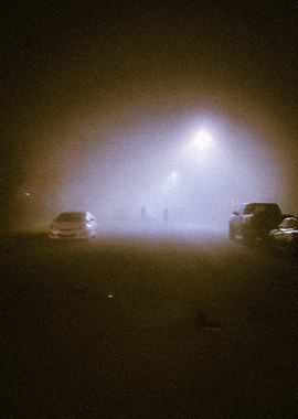Scary Foggy Night Street