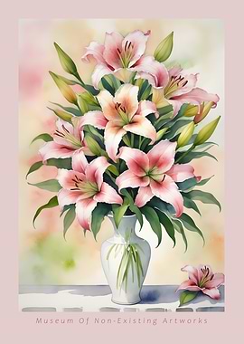 Pink Lilies in Vase