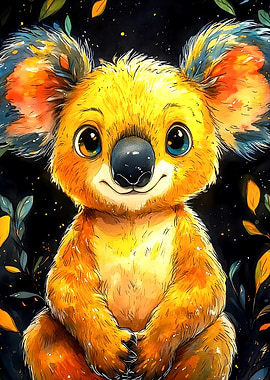 Cute Yellow Koala Animal Kid