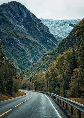 Mountain Road with Glacier