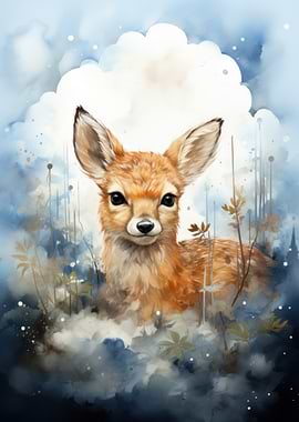 Fawn in Watercolor