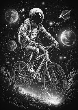 Astronaut Biking in Space