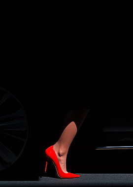 Red Heels and Black Car