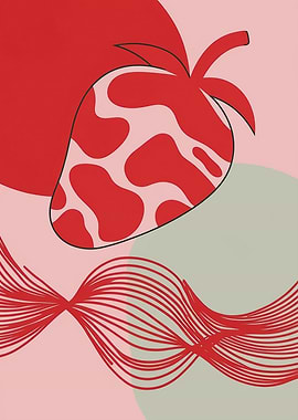 Red Strawberry Abstract Art