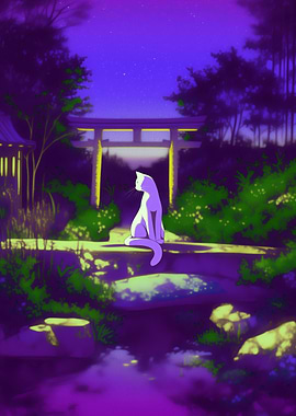 Cat in Japanese Garden