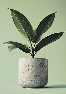 Green Plant in Concrete Pot