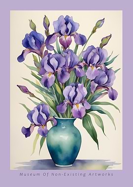 Purple Irises in Vase