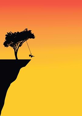 Silhouette of Girl on Swing