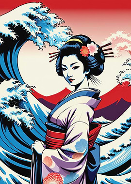 Geisha and the Great Wave