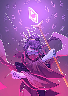 Purple-Haired Warrior with Eyes