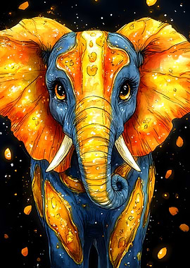 Golden Elephant Illustration Animal
