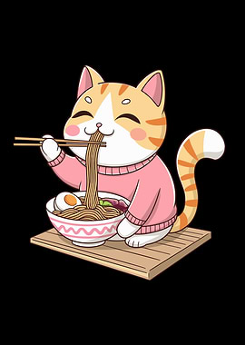 Kawaii Ramen Cat Neko Cute Anime Noodle Lover