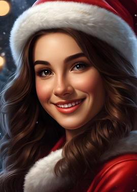 Cute Smiling Girl Santa Clause Christmas Sesong